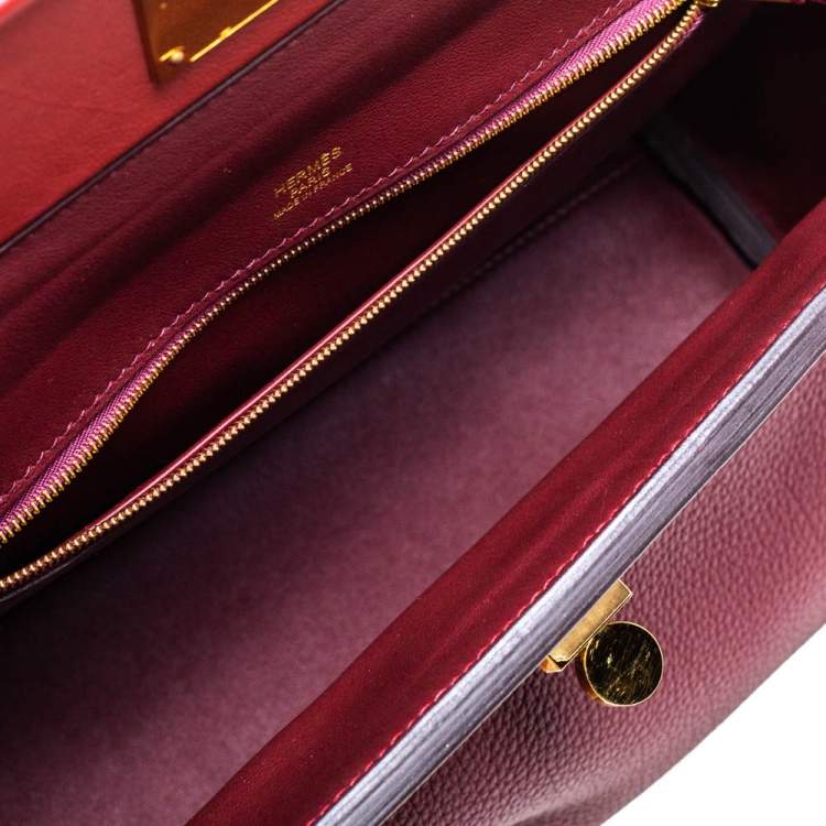 Pre Owned Hermes Bordeaux/Rouge H Togo and Sombrero Gold Hardware 24/24 29 Bag 