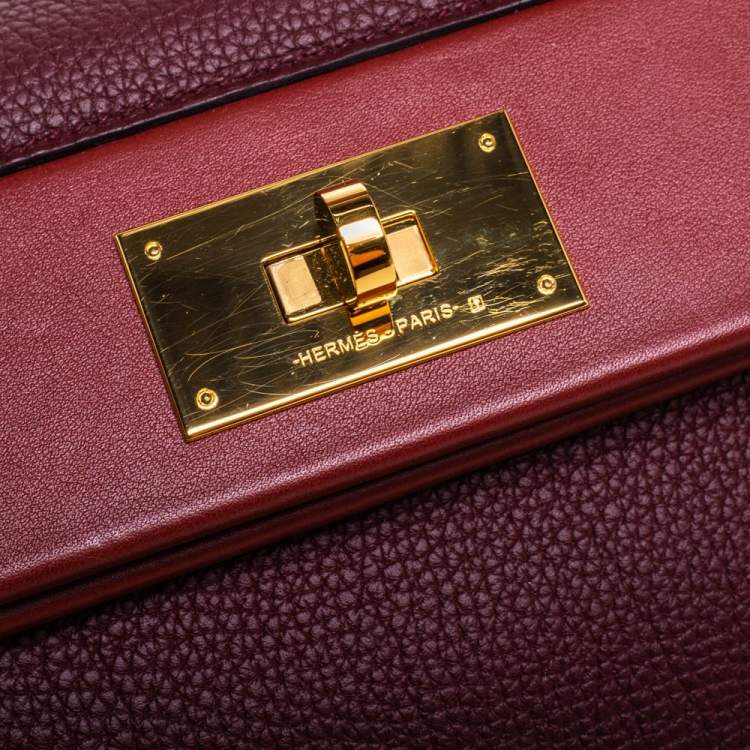 Pre Owned Hermes Bordeaux/Rouge H Togo and Sombrero Gold Hardware 24/24 29 Bag 