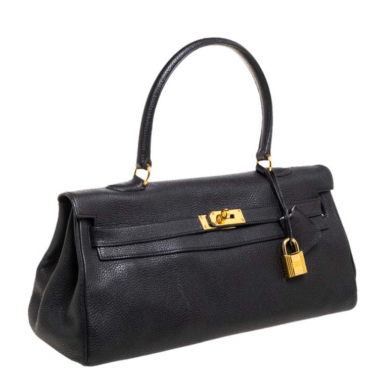 Pre Owned Hermès Black Clemence Leather Gold Hardware Shoulder Kelly 42 Bag
