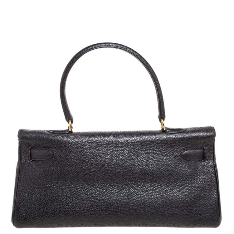 Pre Owned Hermès Black Clemence Leather Gold Hardware Shoulder Kelly 42 Bag