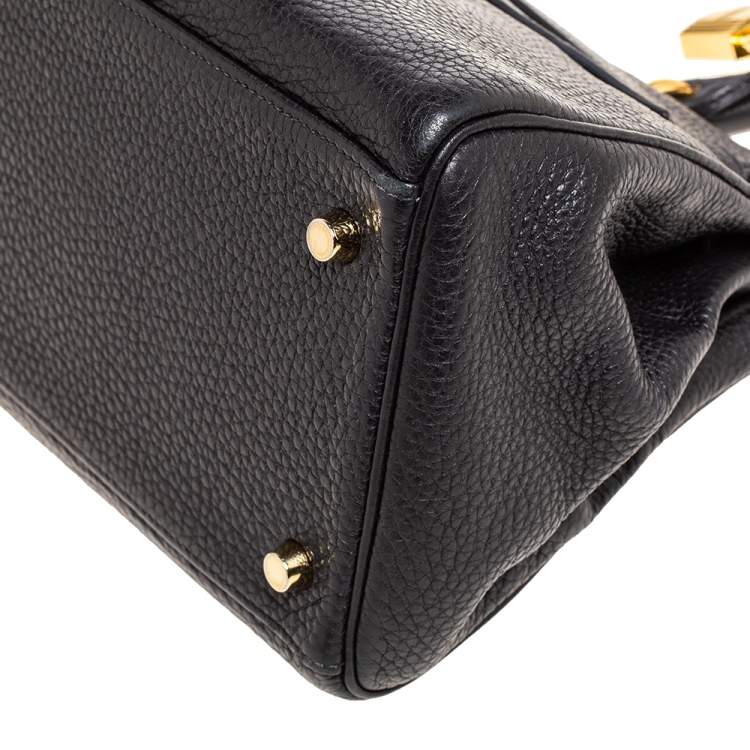 Pre Owned Hermès Black Clemence Leather Gold Hardware Shoulder Kelly 42 Bag