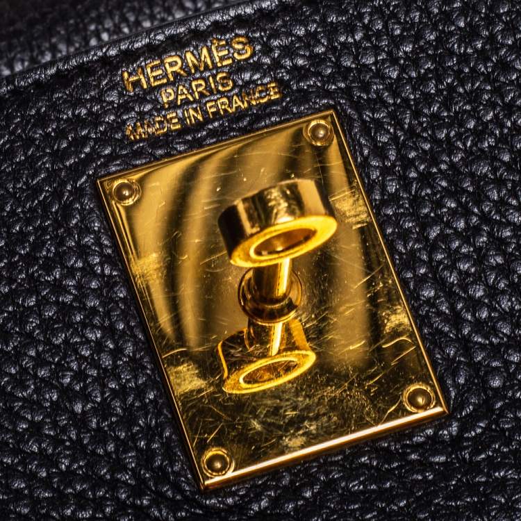 Pre Owned Hermès Black Clemence Leather Gold Hardware Shoulder Kelly 42 Bag