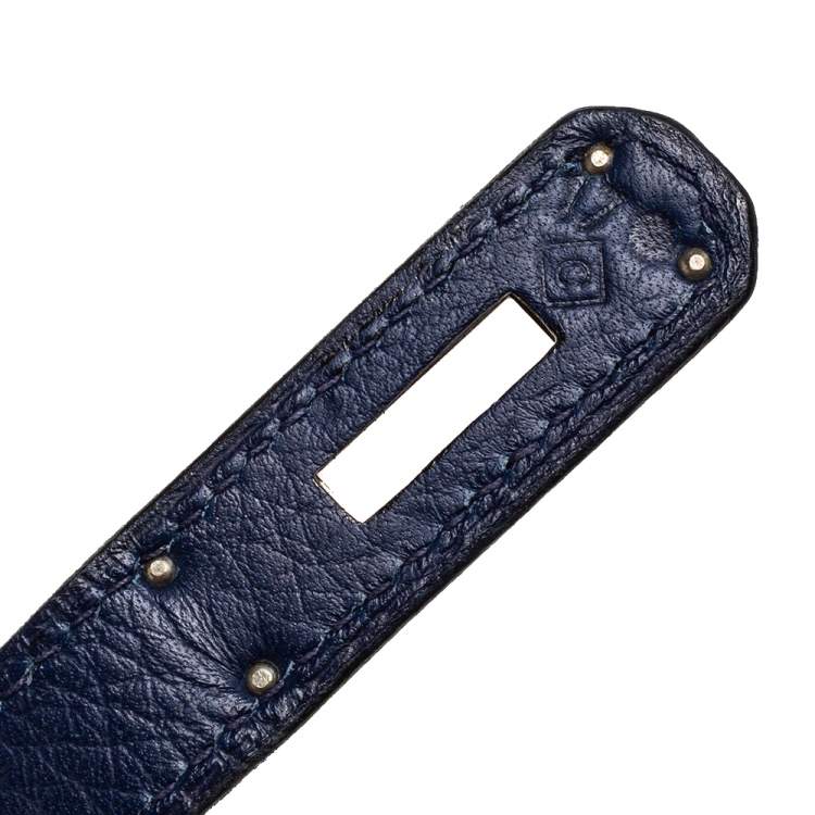 Pre Owned Hermes Blue Encre Clemence Leather Palladium Hardware Kelly Retourne 35 Bag