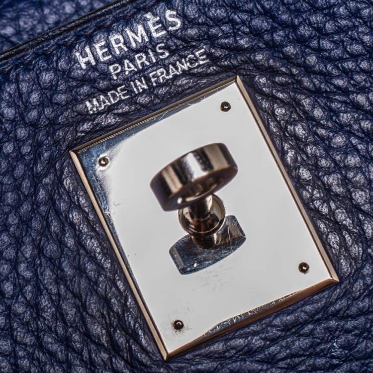 Pre Owned Hermes Blue Encre Clemence Leather Palladium Hardware Kelly Retourne 35 Bag