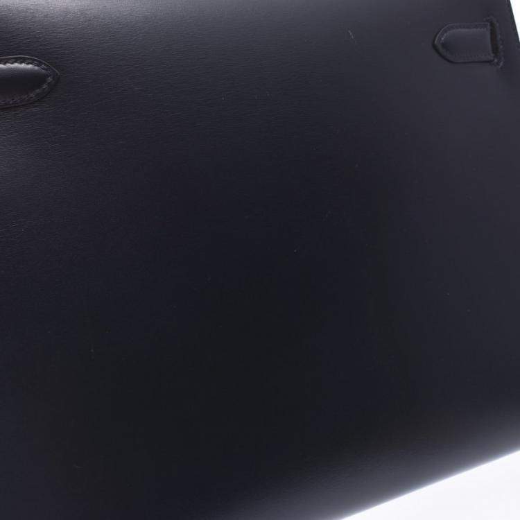 Pre Owned Hermes Navy Blue Leather Kelly Retourne 32 Box Bag