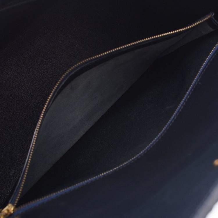 Pre Owned Hermes Navy Blue Leather Kelly Retourne 32 Box Bag