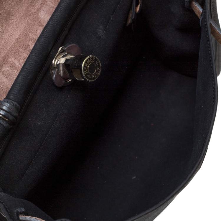 مملوكة مسبقًا Hermes Black/Brown Canvas and Leather Herbag Zip 31 Bag