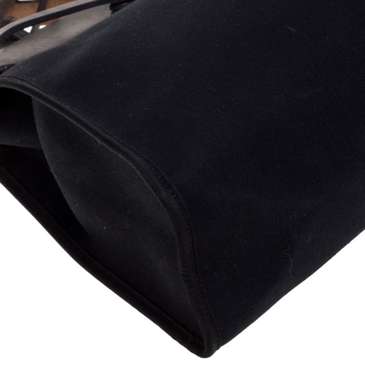 مملوكة مسبقًا Hermes Black/Brown Canvas and Leather Herbag Zip 31 Bag