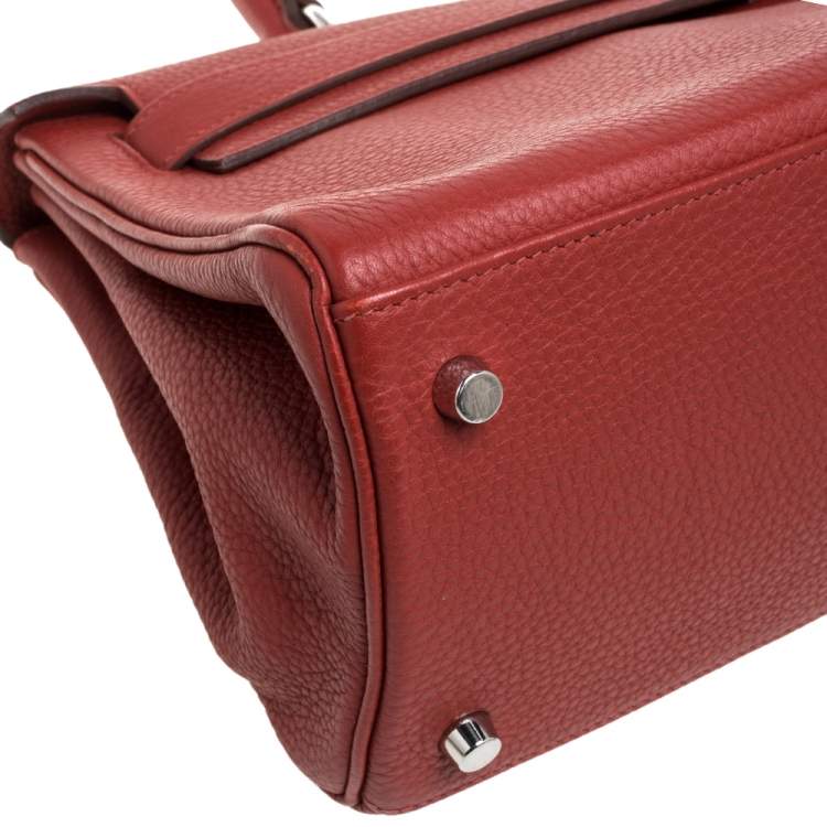 Pre Owned Hermes Sanguine Taurillon Clemence Leather Palladium Hardware Shoulder Kelly 42 Bag