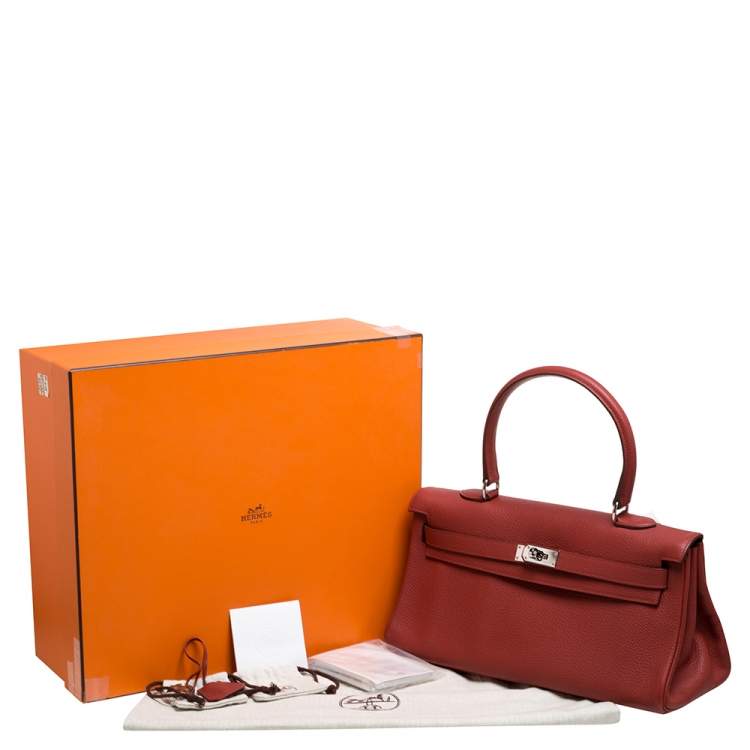 Pre Owned Hermes Sanguine Taurillon Clemence Leather Palladium Hardware Shoulder Kelly 42 Bag
