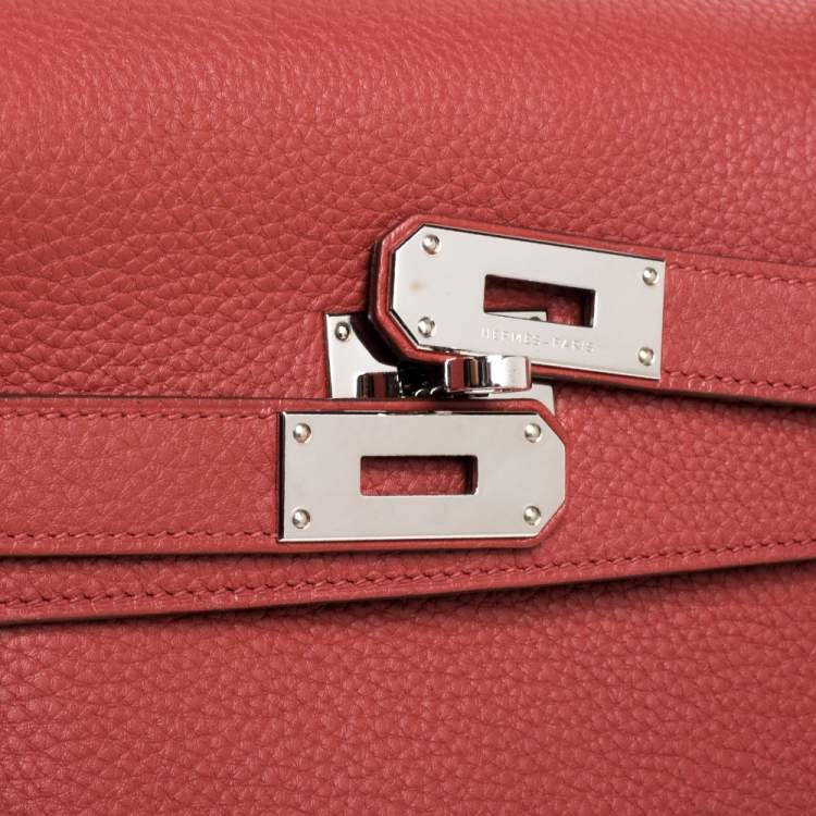 Pre Owned Hermes Sanguine Taurillon Clemence Leather Palladium Hardware Shoulder Kelly 42 Bag