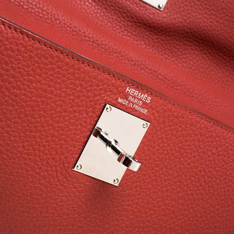 Pre Owned Hermes Sanguine Taurillon Clemence Leather Palladium Hardware Shoulder Kelly 42 Bag