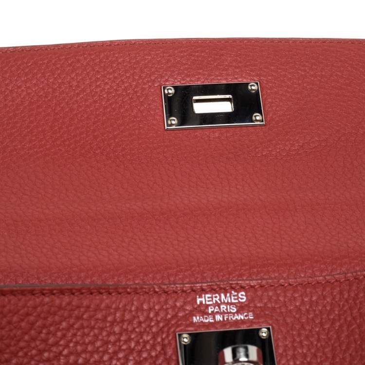 Pre Owned Hermes Sanguine Taurillon Clemence Leather Palladium Hardware Shoulder Kelly 42 Bag