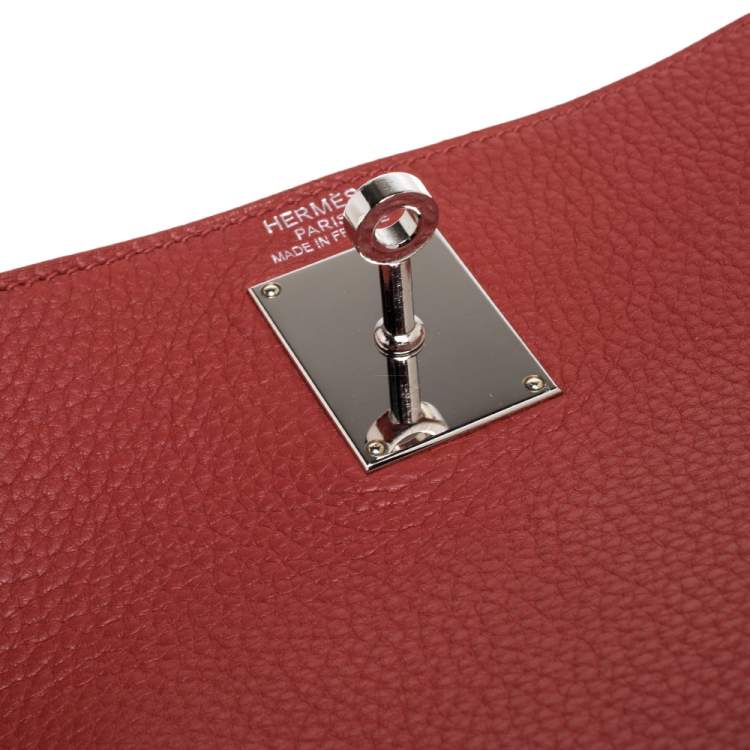 Pre Owned Hermes Sanguine Taurillon Clemence Leather Palladium Hardware Shoulder Kelly 42 Bag