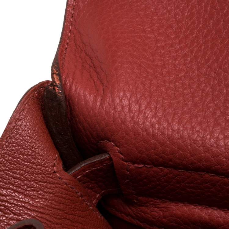 Pre Owned Hermes Sanguine Taurillon Clemence Leather Palladium Hardware Shoulder Kelly 42 Bag