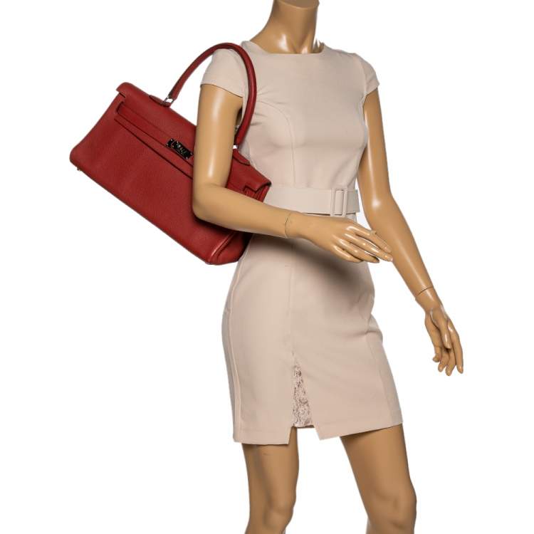 Pre Owned Hermes Sanguine Taurillon Clemence Leather Palladium Hardware Shoulder Kelly 42 Bag