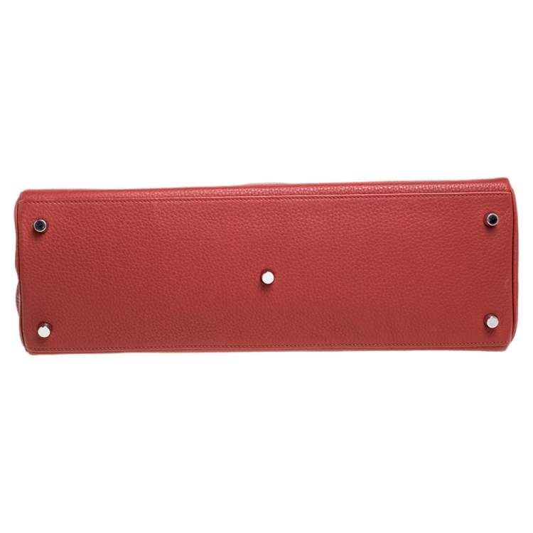 Pre Owned Hermes Sanguine Taurillon Clemence Leather Palladium Hardware Shoulder Kelly 42 Bag