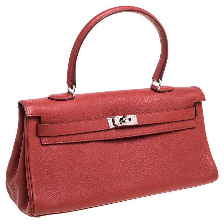 Pre Owned Hermes Sanguine Taurillon Clemence Leather Palladium Hardware Shoulder Kelly 42 Bag