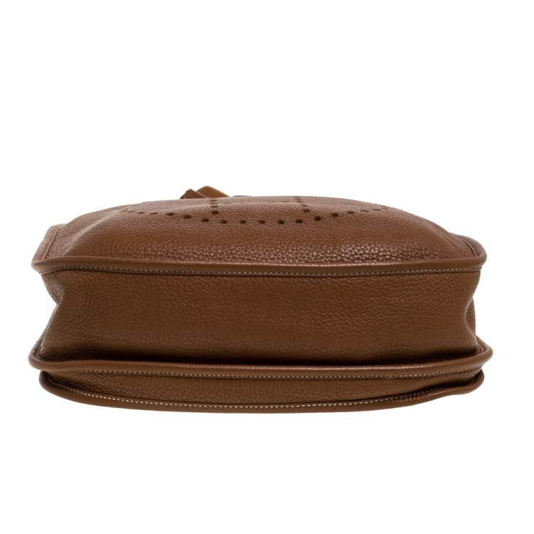 Pre Owned Hermes Gold Taurillon Clemence Leather Evelyne III GM Bag