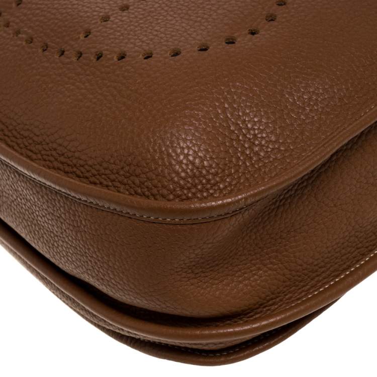 Pre Owned Hermes Gold Taurillon Clemence Leather Evelyne III GM Bag