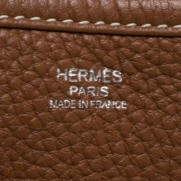 Pre Owned Hermes Gold Taurillon Clemence Leather Evelyne III GM Bag
