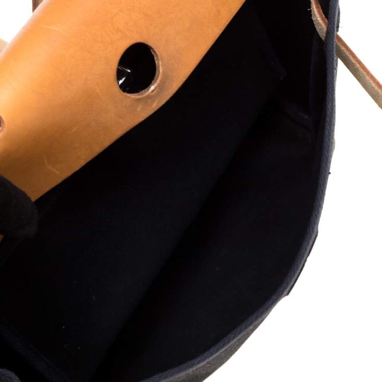 Pre Owned  Hermès Black/Natural Canvas and Leather Herbag Zip 31 Bag