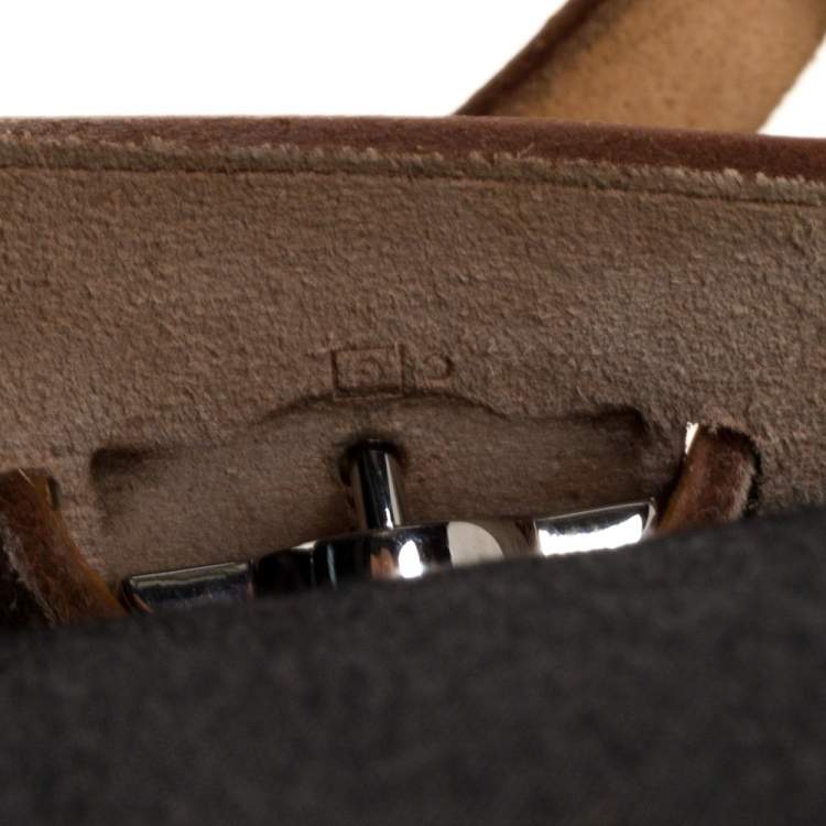 Pre Owned  Hermès Black/Natural Canvas and Leather Herbag Zip 31 Bag