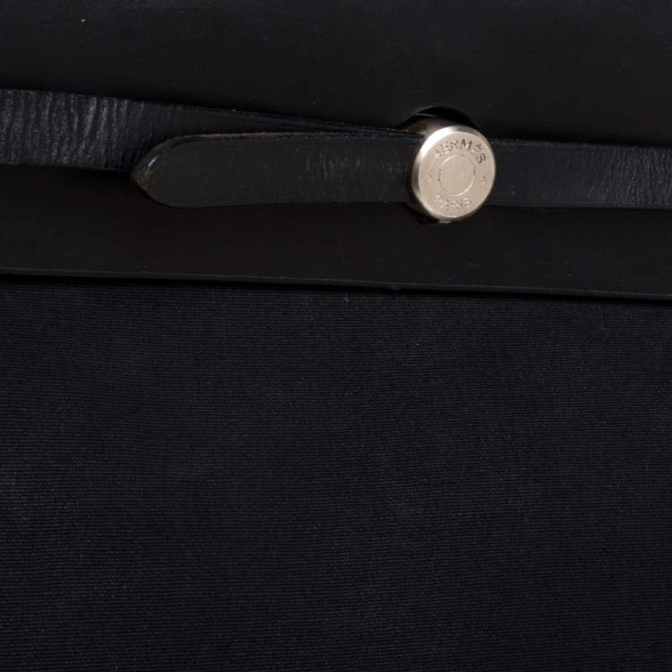 Pre Owned Hermes Black Canvas and Leather Herbag Zip 39 Bag
