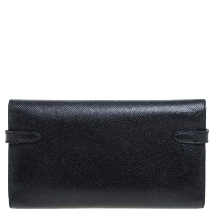 Pre Owned Hermes Black Epsom Leather Kelly Wallet