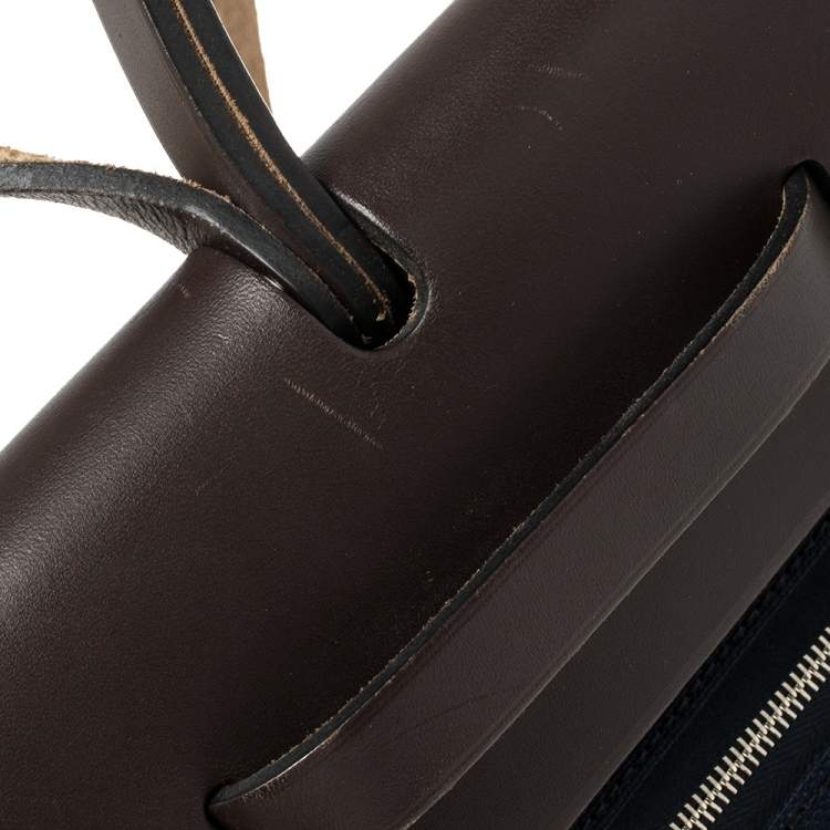 Pre Owned Hermes Navy Blue/Brown Canvas and Leather Herbag Zip 31 Bag