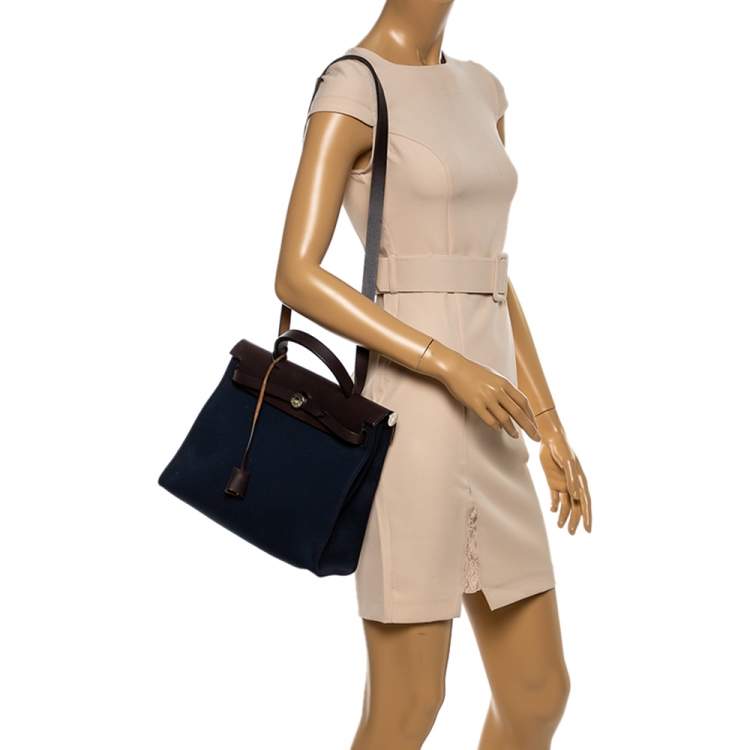 Navy Hermès Herbag 31cm cross-body bag