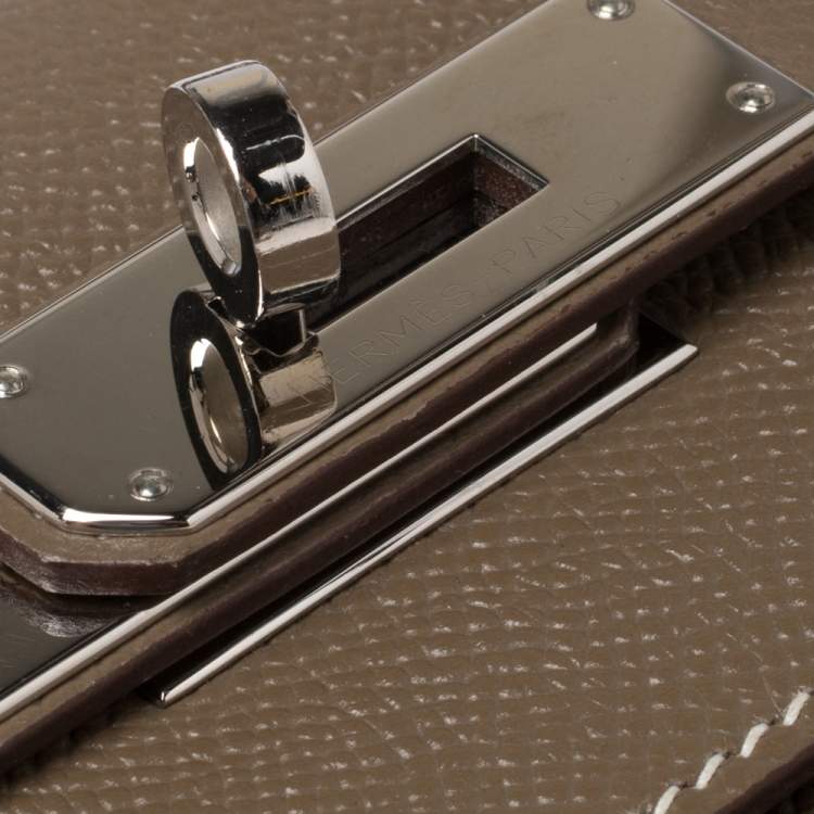 Pre Owned Hermes Etoupe Epsom Leather Palladium Hardware Kelly Sellier 35 Bag