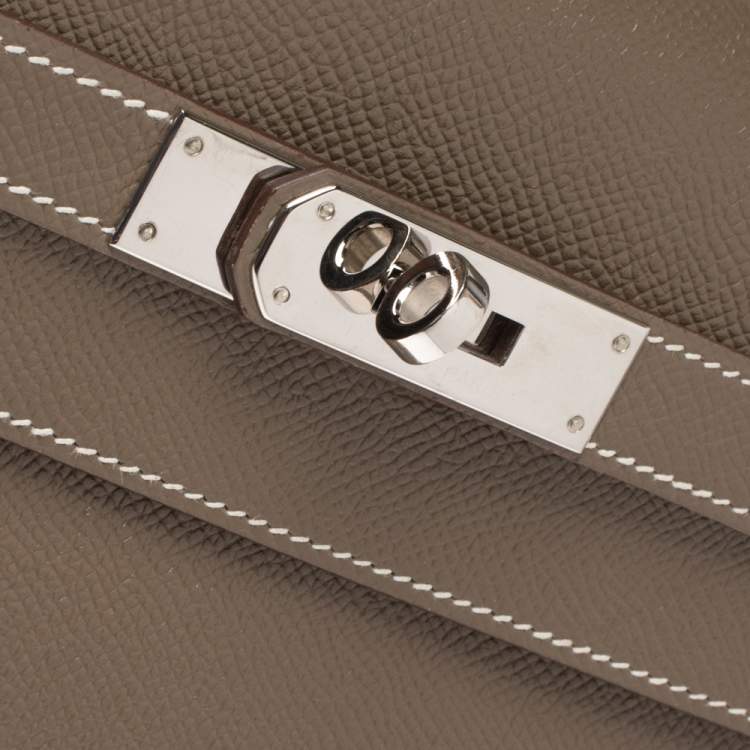 Pre Owned Hermes Etoupe Epsom Leather Palladium Hardware Kelly Sellier 35 Bag