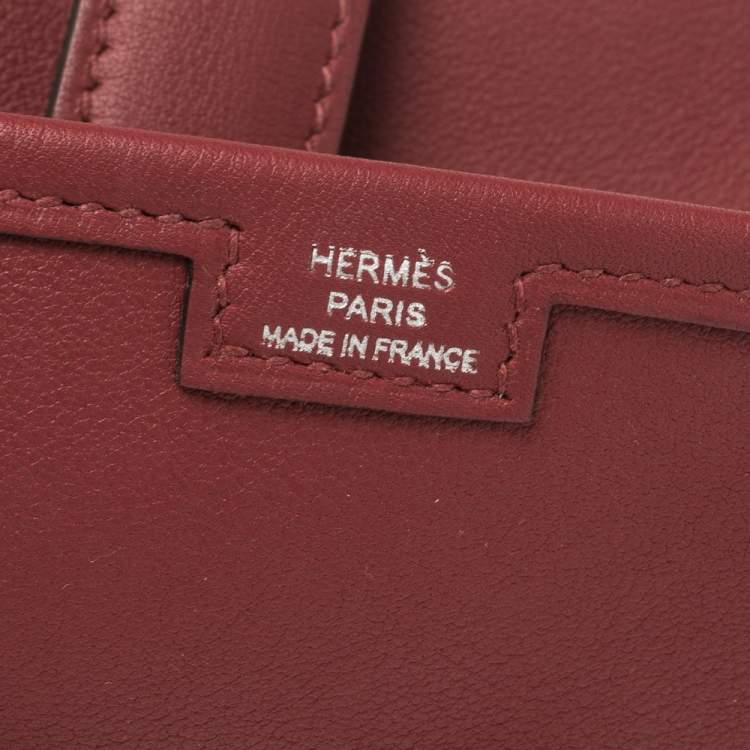 Pre Owned Hermes Rouge Grenat Swift Leather Elan 29 Jige Clutch