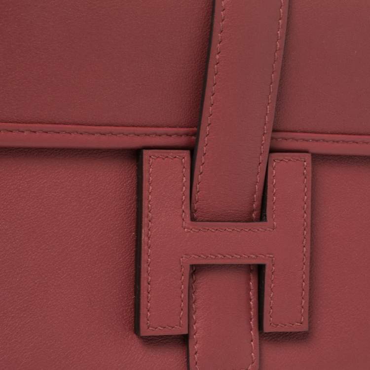Pre Owned Hermes Rouge Grenat Swift Leather Elan 29 Jige Clutch