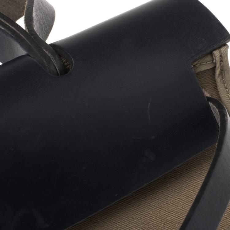 Pre Owned Hermès Bleu Indigo/Khaki Canvas and Leather Herbag Zip 31 Bag