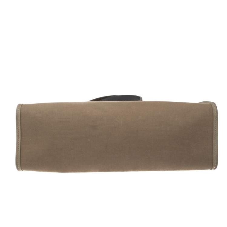 Pre Owned Hermès Bleu Indigo/Khaki Canvas and Leather Herbag Zip 31 Bag