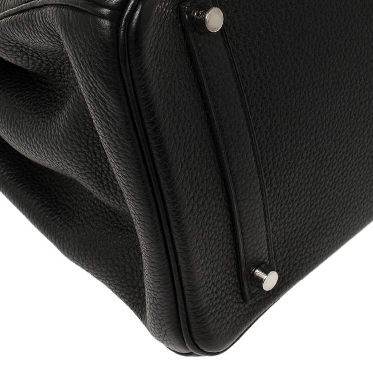 Pre Owned Hermes Noir Togo Leather Palladium Hardware Birkin 35 Bag