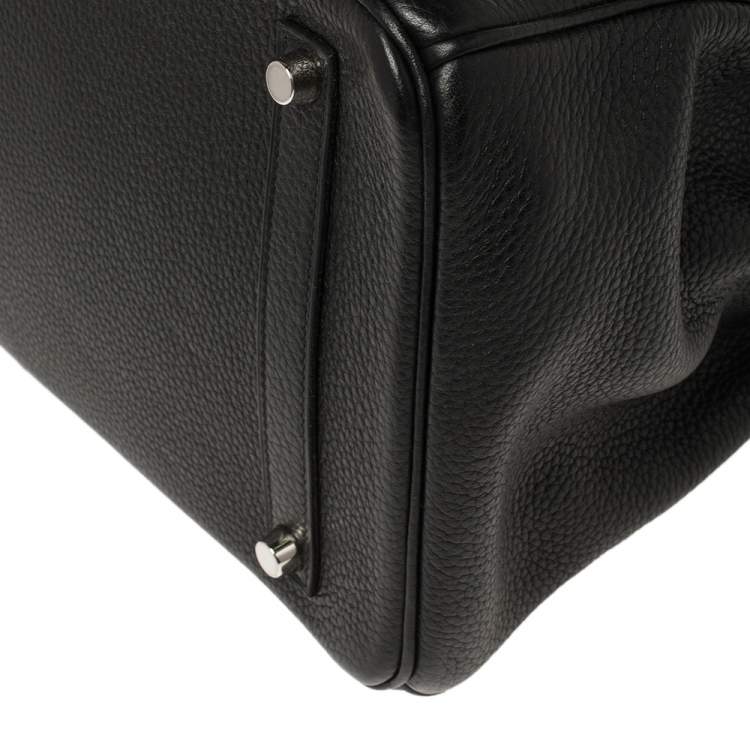 Pre Owned Hermes Noir Togo Leather Palladium Hardware Birkin 35 Bag