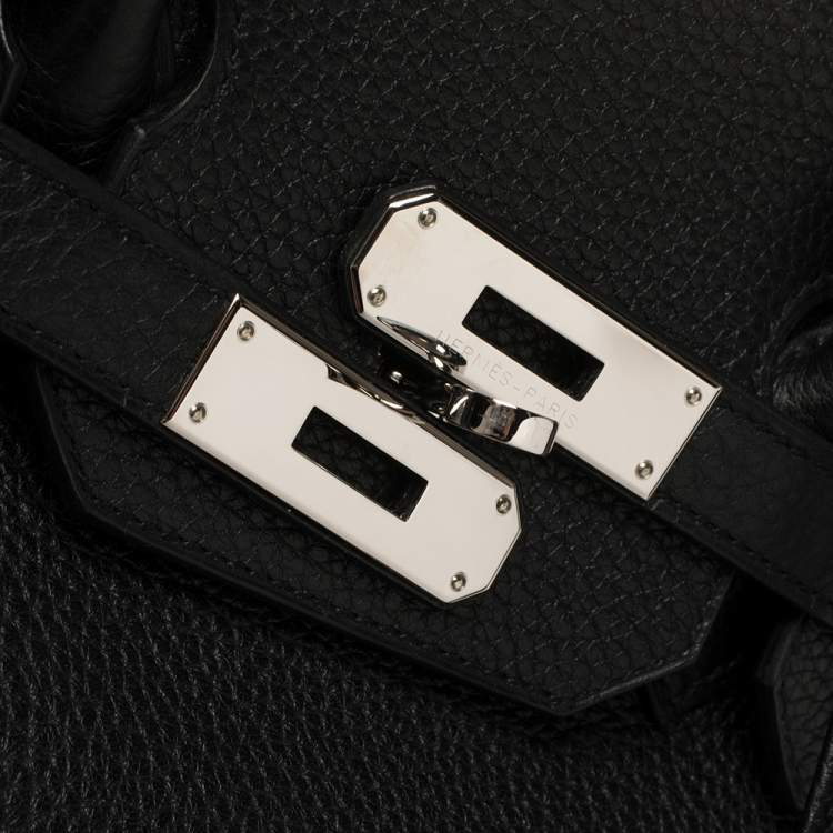 Pre Owned Hermes Noir Togo Leather Palladium Hardware Birkin 35 Bag
