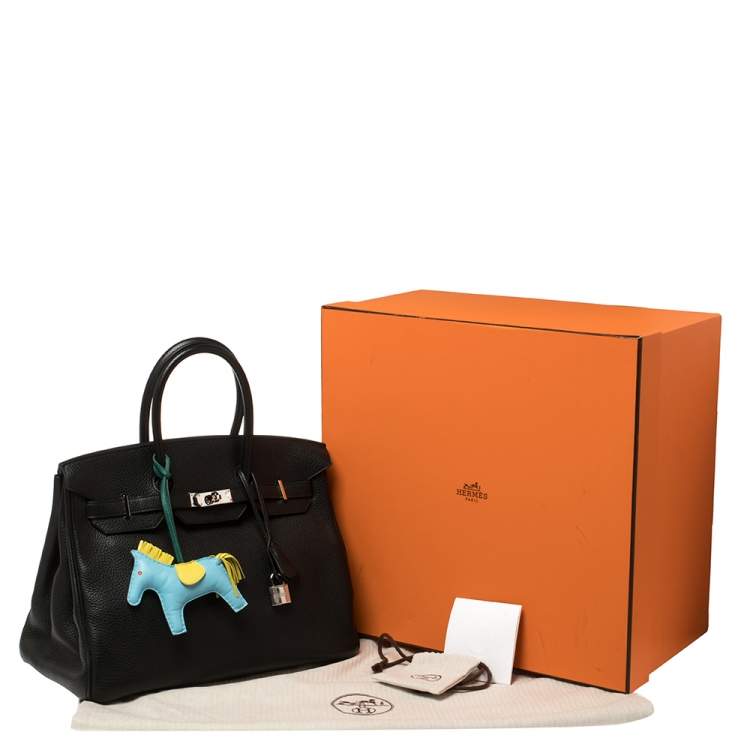 Pre Owned Hermes Noir Togo Leather Palladium Hardware Birkin 35 Bag