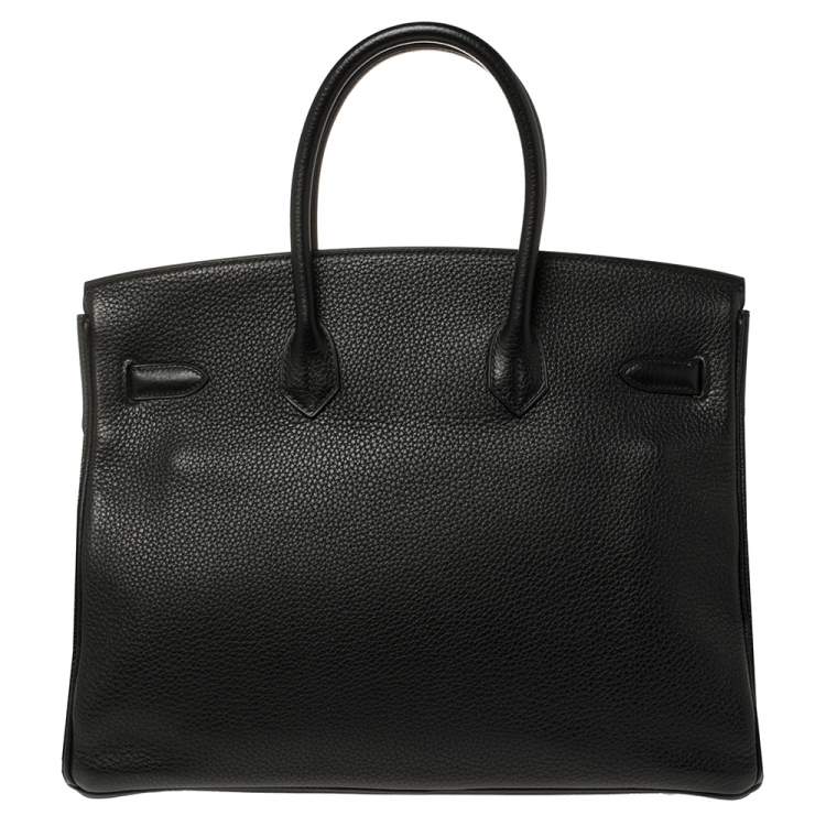 Pre Owned Hermes Noir Togo Leather Palladium Hardware Birkin 35 Bag