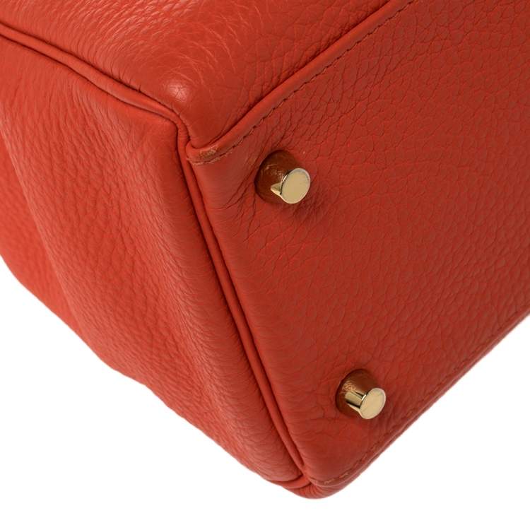 Pre Owned Hermes Rouge Pivoine Togo Leather Gold Hardware Kelly Retourne 32 Bag