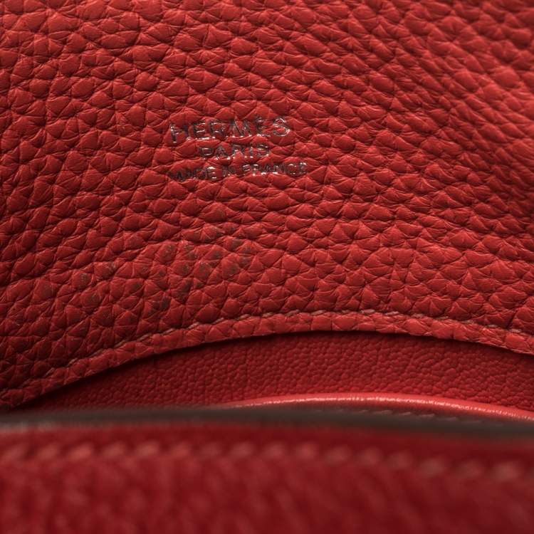 Pre Owned Hermes Rouge Casaque/Rose Jaipur Togo Leather Palladium Hardware So Kelly 26 Bag