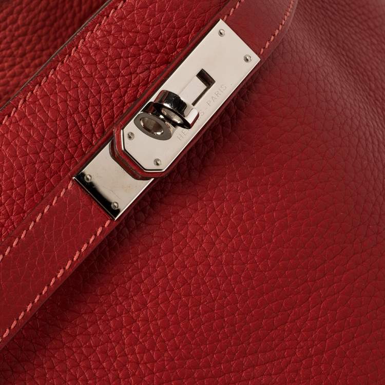 Pre Owned Hermes Rouge Casaque/Rose Jaipur Togo Leather Palladium Hardware So Kelly 26 Bag