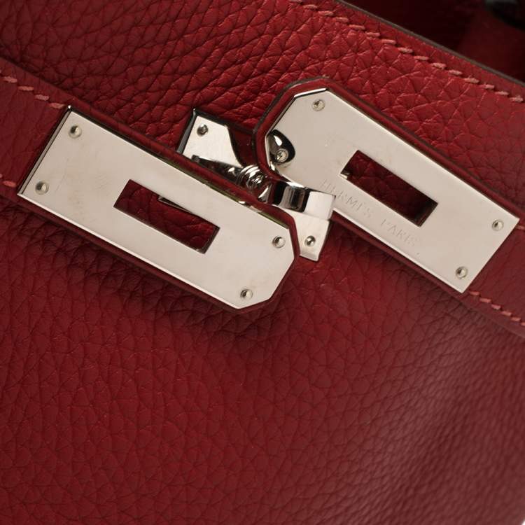 Pre Owned Hermes Rouge Casaque/Rose Jaipur Togo Leather Palladium Hardware So Kelly 26 Bag