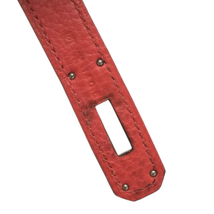 Pre Owned Hermes Rouge Casaque/Rose Jaipur Togo Leather Palladium Hardware So Kelly 26 Bag