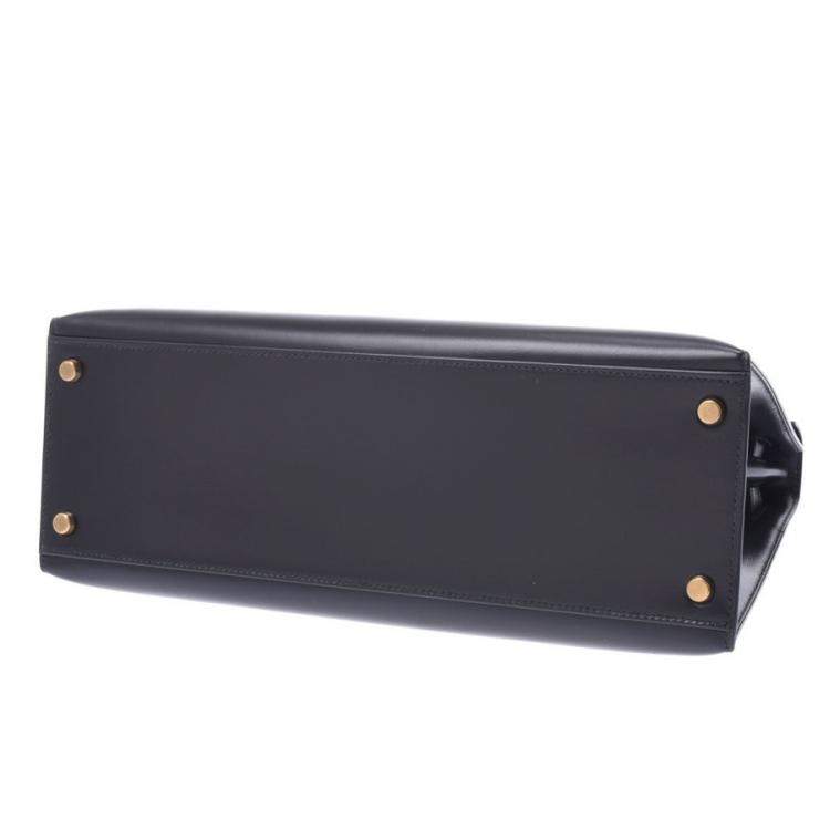 Pre Owned Hermes Black Box Leather Kelly Sellier 32 Bag