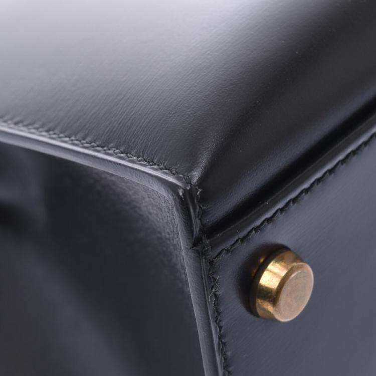 Pre Owned Hermes Black Box Leather Kelly Sellier 32 Bag