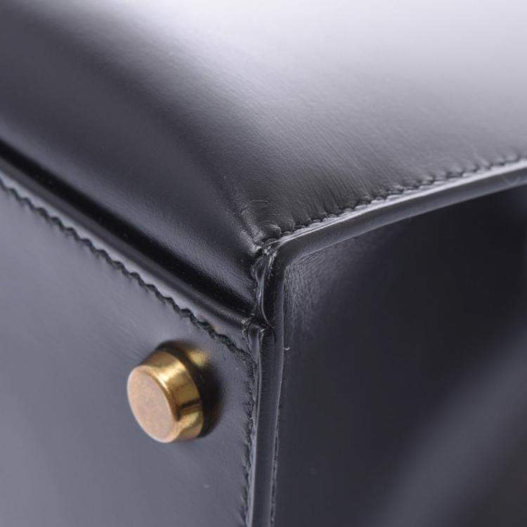 Pre Owned Hermes Black Box Leather Kelly Sellier 32 Bag